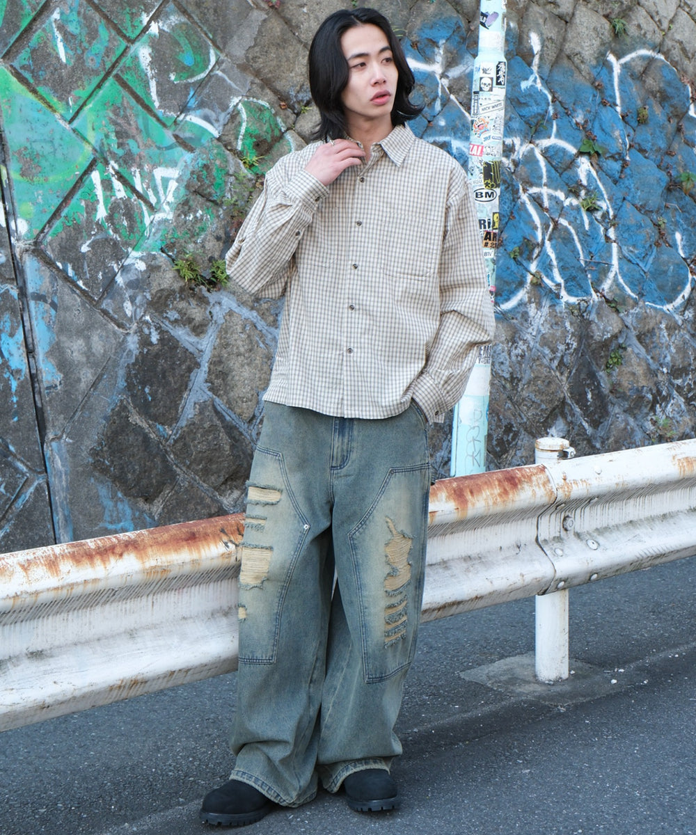 デニム淡加工 モデル：175cm L着用