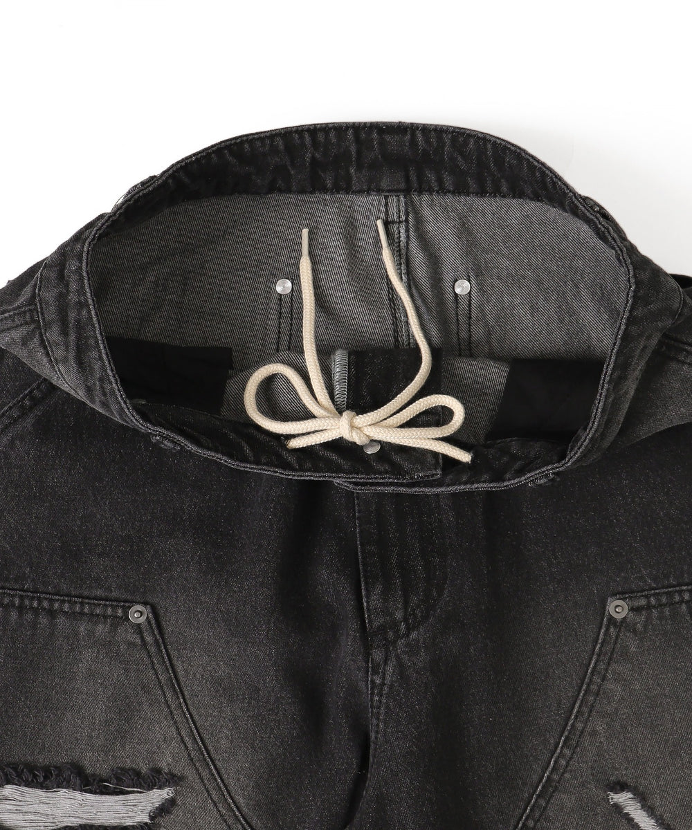 ダブルニーダメージデニムパンツ