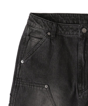 ダブルニーダメージデニムパンツ