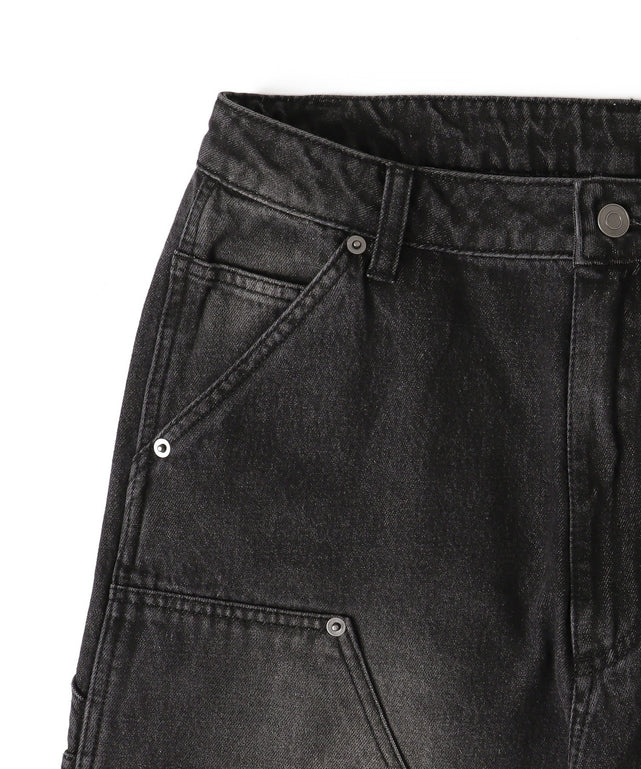 ダブルニーダメージデニムパンツ