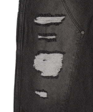 ダブルニーダメージデニムパンツ