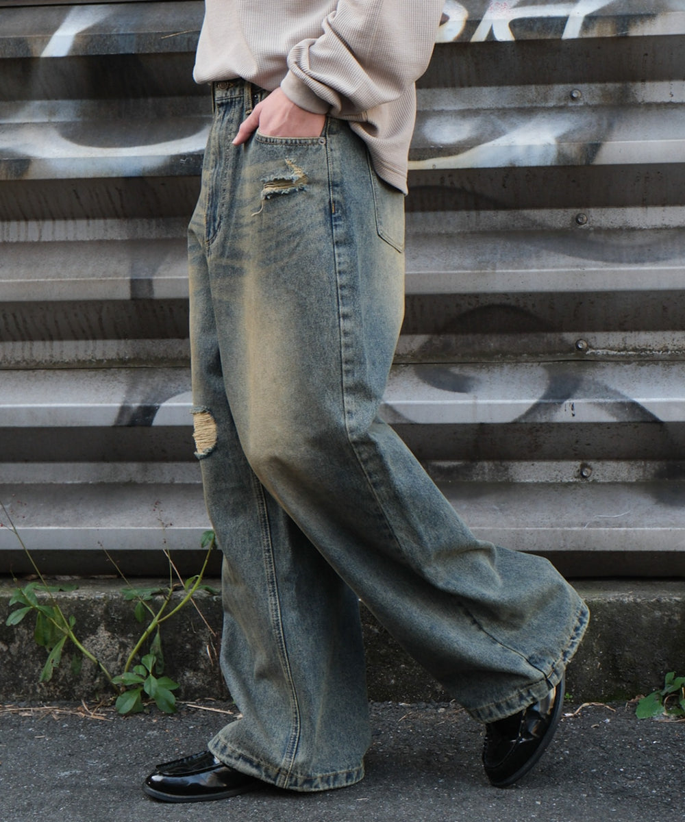 デニム淡加工 モデル：175cm L着用