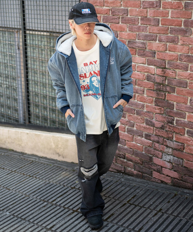 デニム淡加工 モデル：175cm L着用