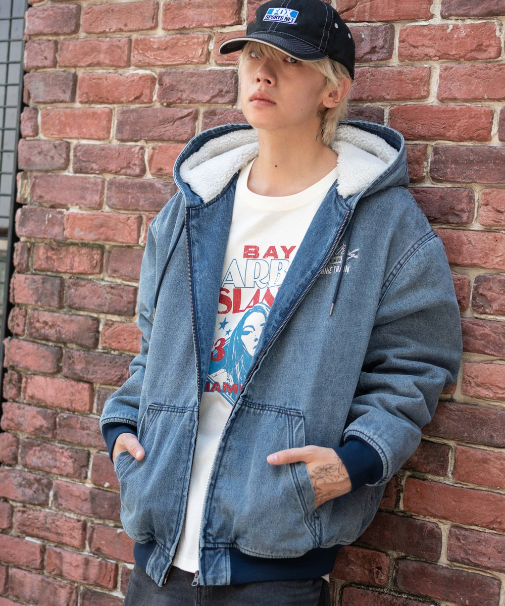 デニム淡加工 モデル：175cm L着用