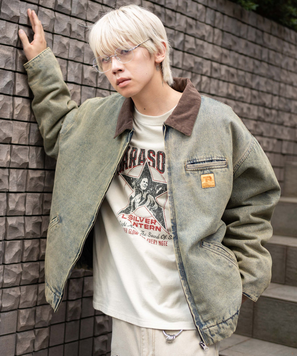 デニム淡加工 モデル：175cm L着用