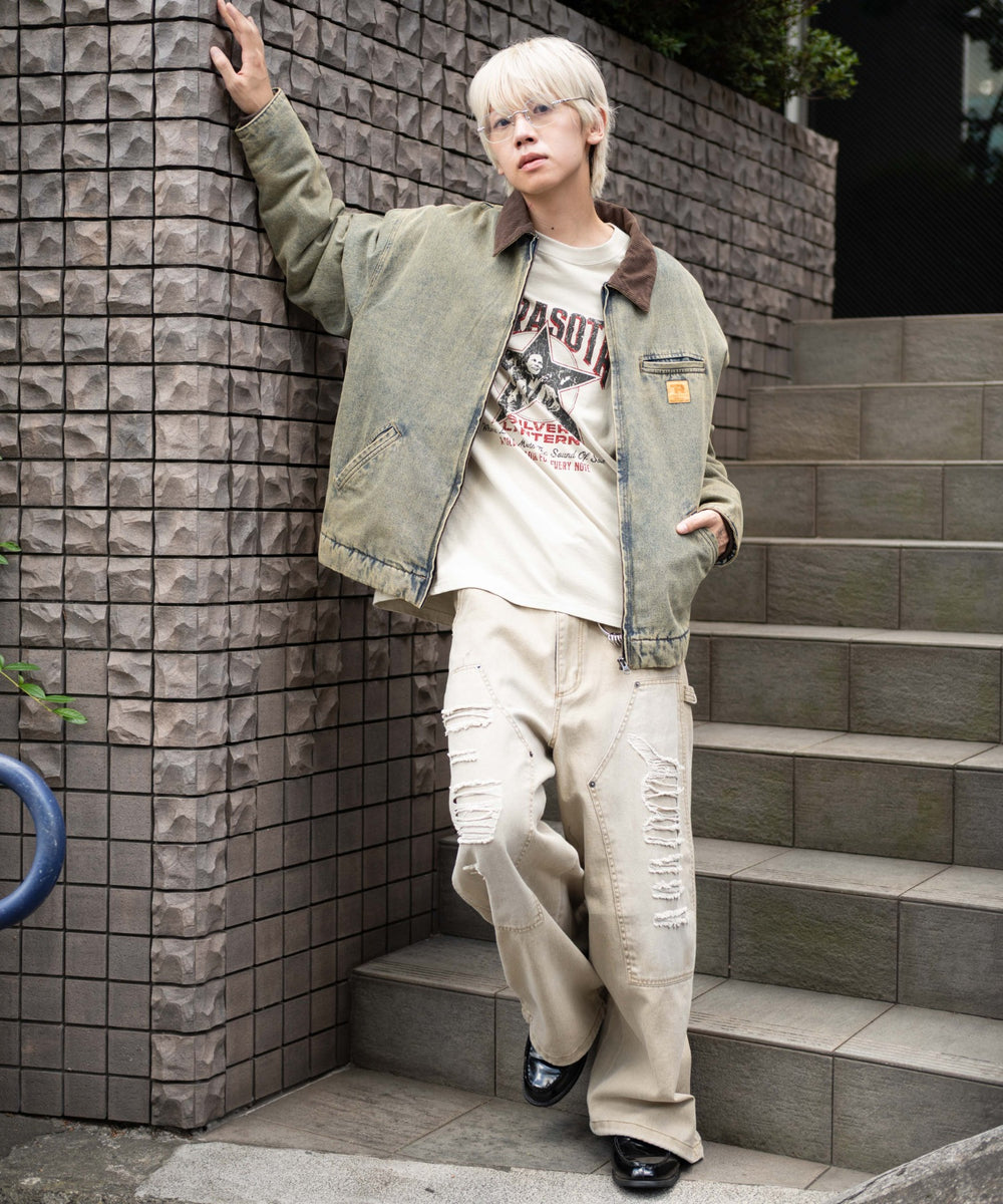 デニム淡加工 モデル：175cm L着用