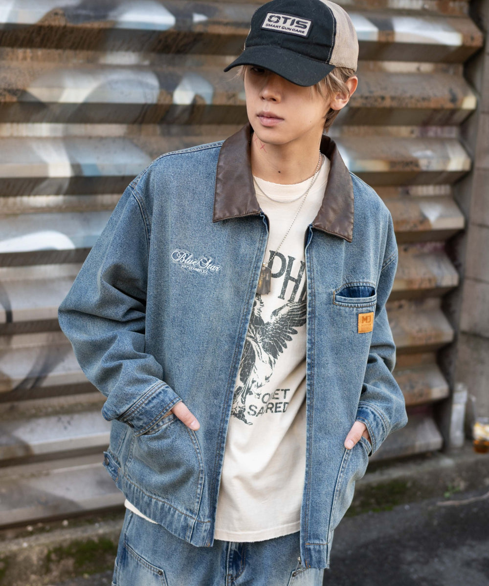 デニム中濃加工モデル：175cm L着用