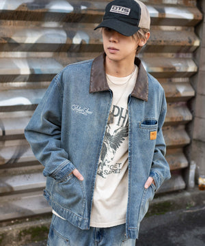 デニム中濃加工モデル：175cm L着用