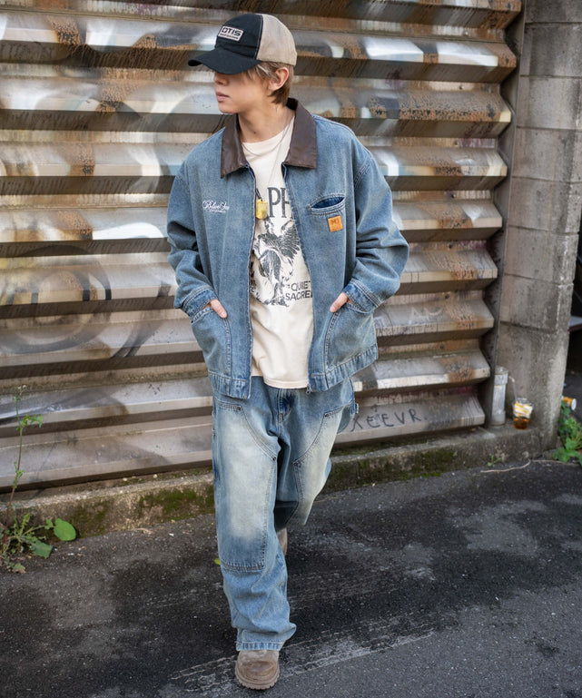 デニム中濃加工モデル：175cm L着用