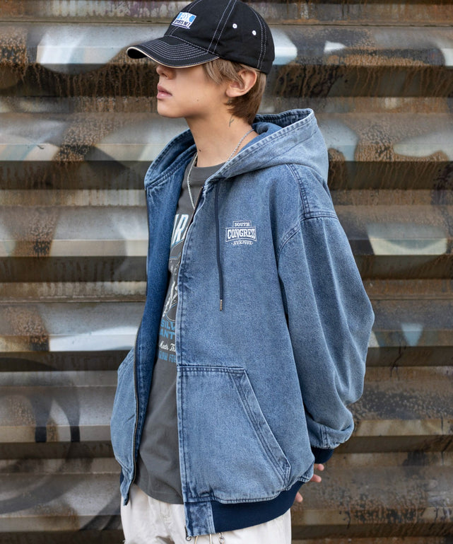 デニム中濃加工 モデル：175cm L着用