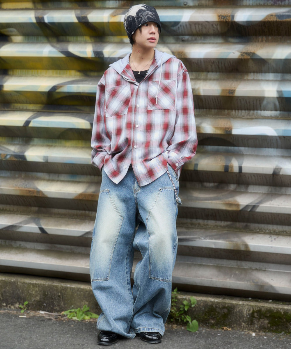 レッドチェック1 モデル：175cm L着用