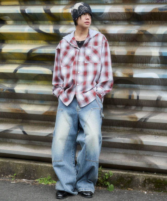 レッドチェック1 モデル：175cm L着用