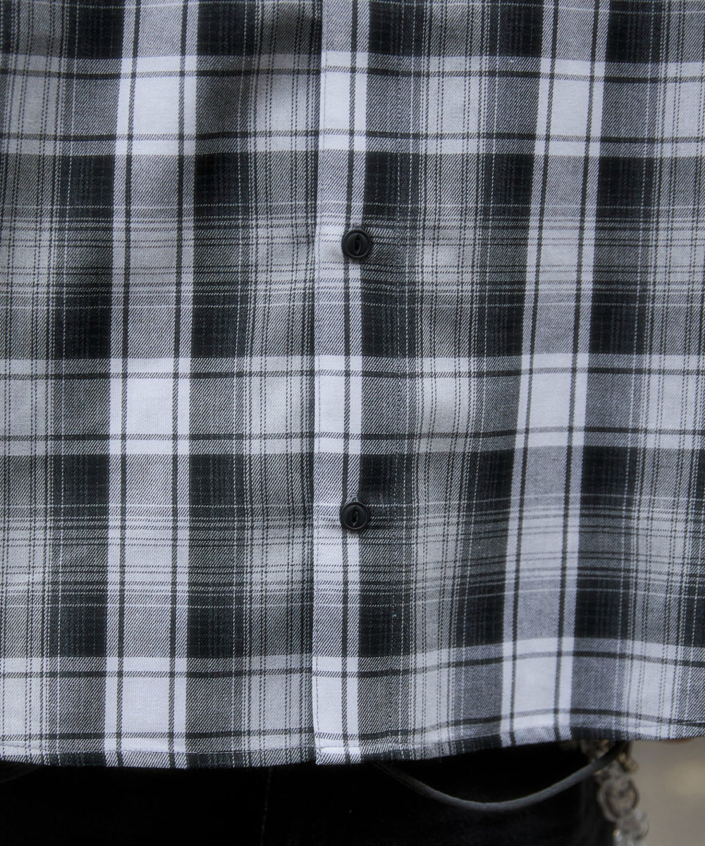 オンブレチェックフードシャツ（LS）