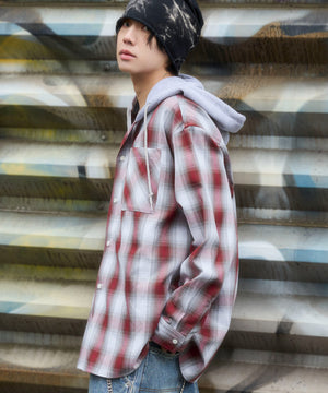 レッドチェック1 モデル：175cm L着用