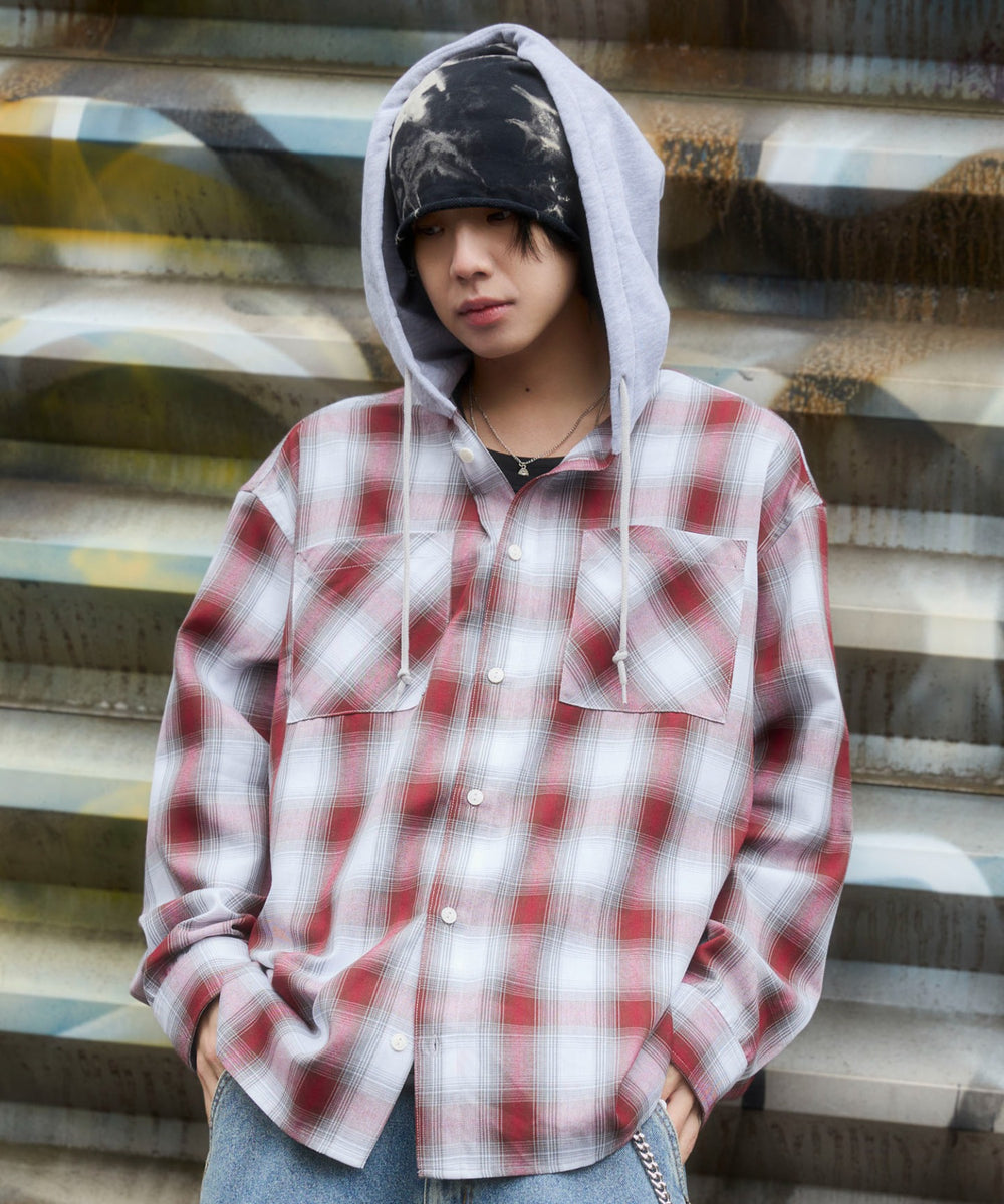 レッドチェック1 モデル：175cm L着用