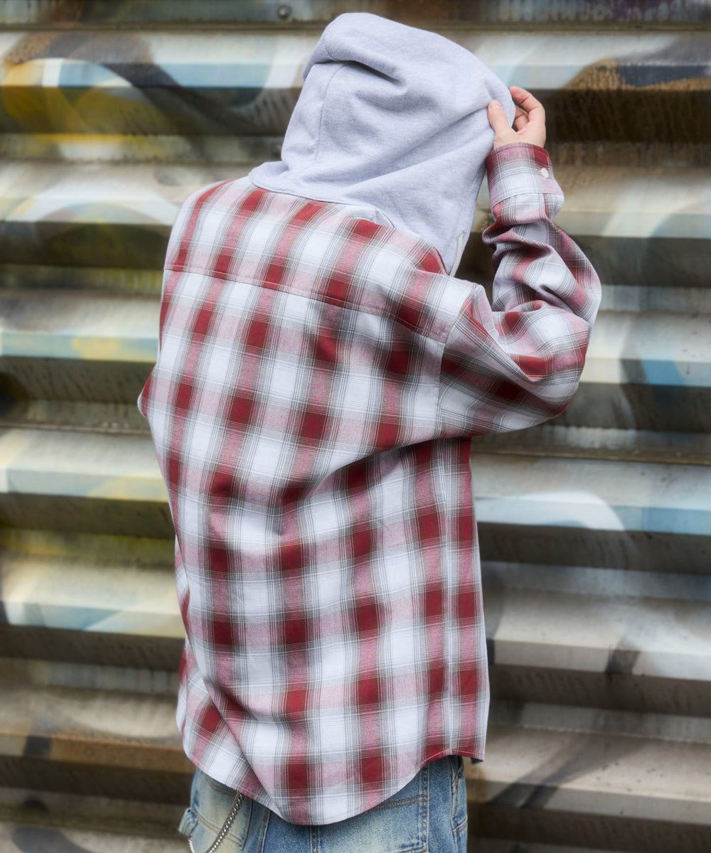 レッドチェック1 モデル：175cm L着用