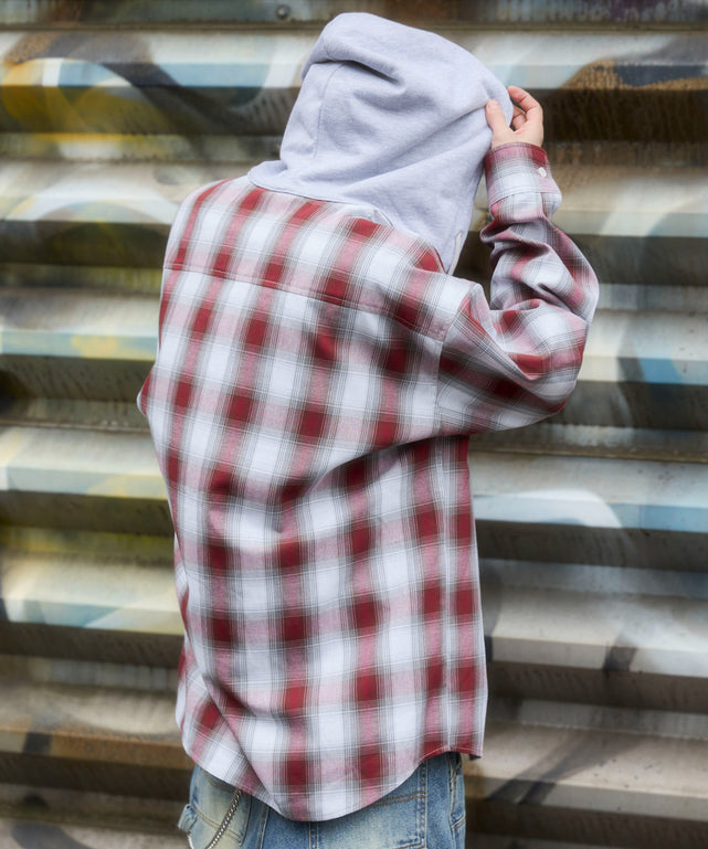 レッドチェック1 モデル：175cm L着用