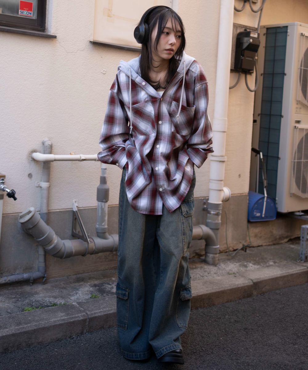 レッドチェック　モデル：159cm M着用