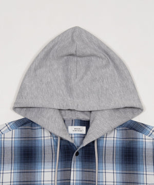 オンブレチェックフードシャツ（LS）