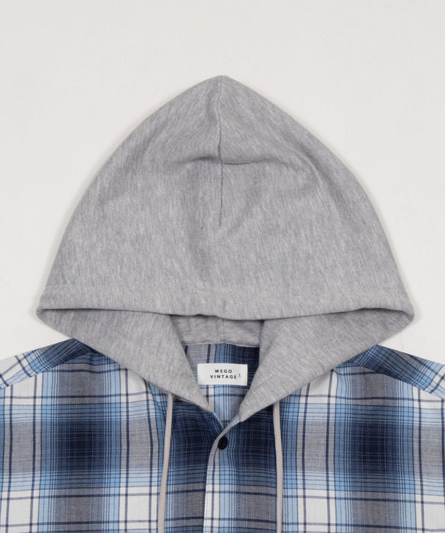 オンブレチェックフードシャツ（LS）