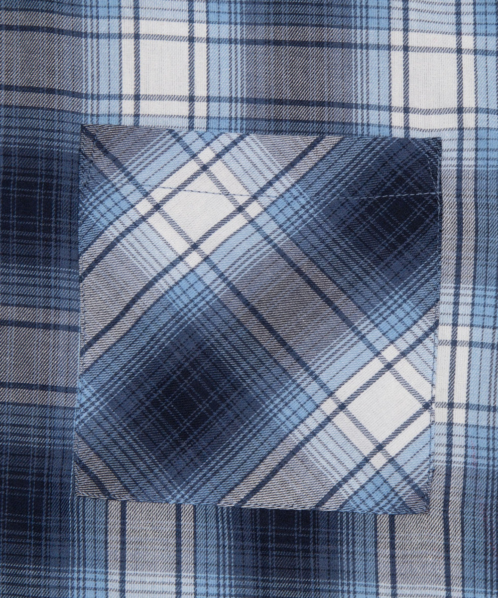 オンブレチェックフードシャツ（LS）