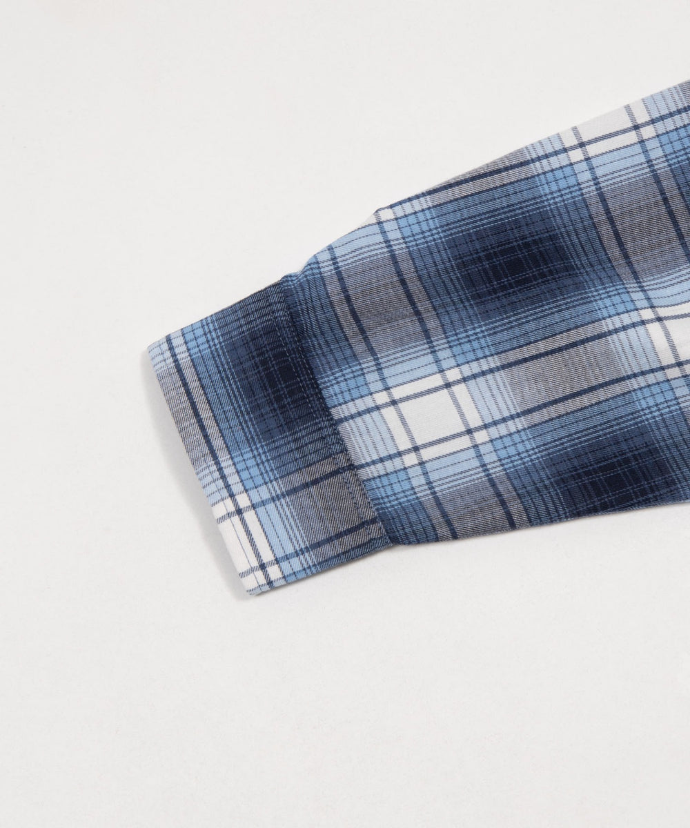 オンブレチェックフードシャツ（LS）