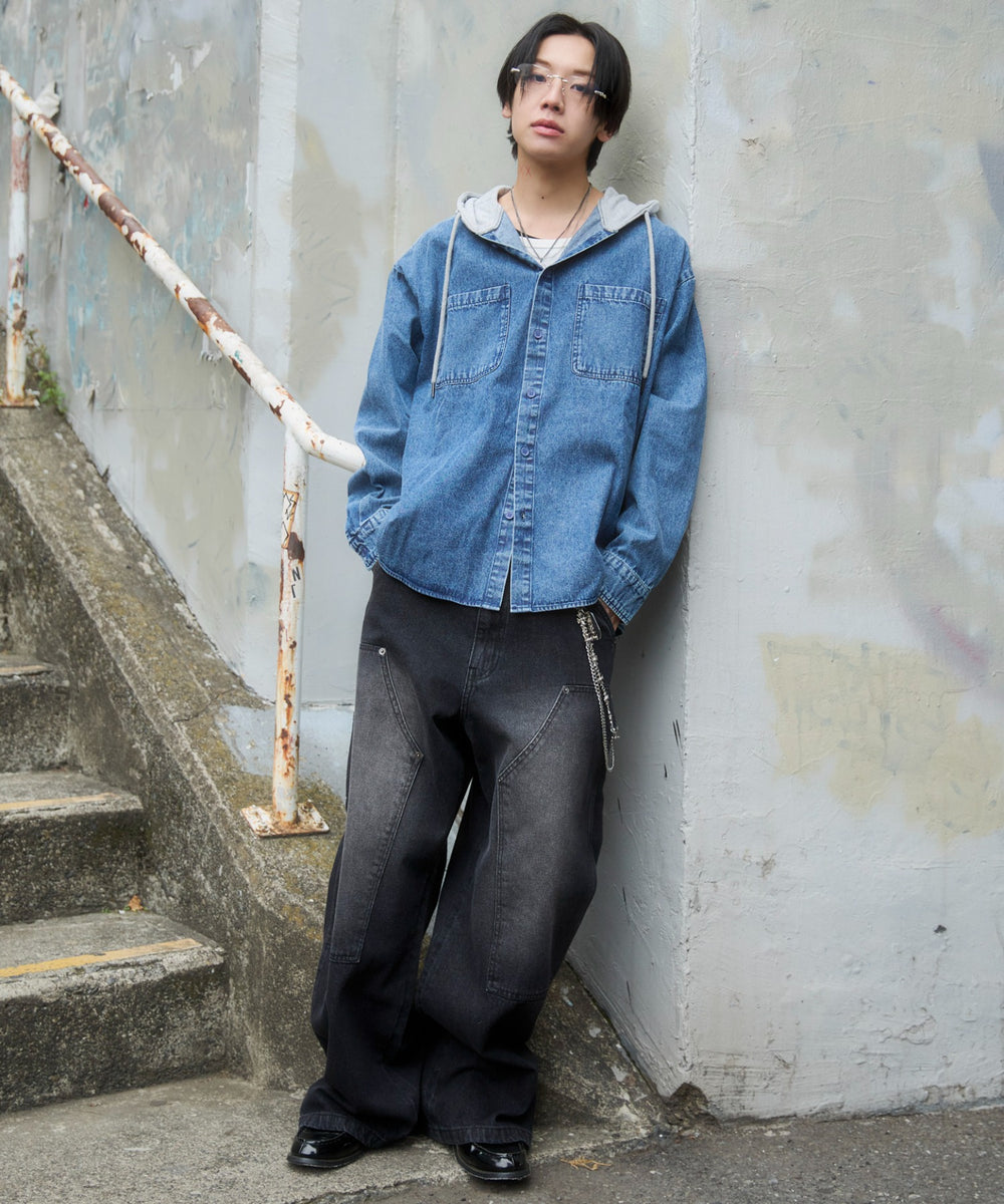 デニム淡加工 モデル：175cm L着用