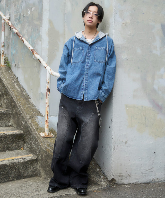 デニム淡加工 モデル：175cm L着用