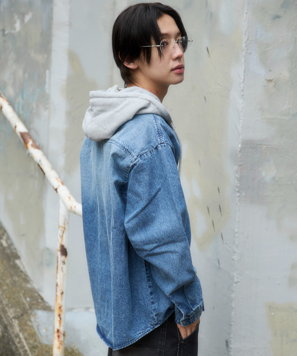 デニム淡加工 モデル：175cm L着用