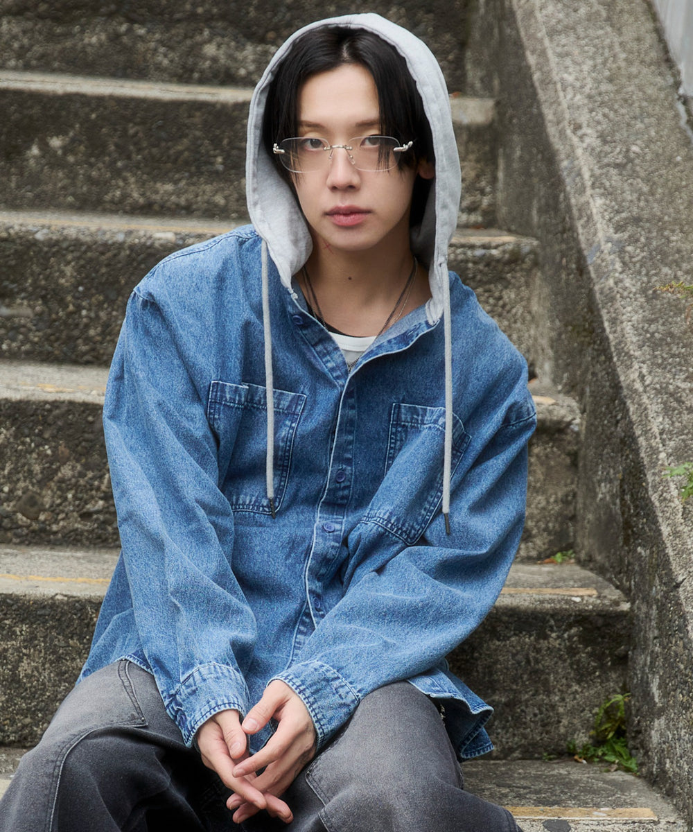 デニム淡加工 モデル：175cm L着用