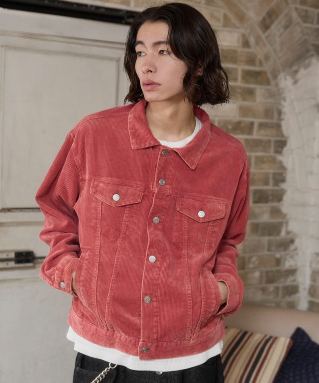 コーデュロイトラッカージャケット/ピンクソノタ モデル：182cm L着用