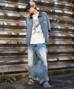 デニム中濃加工 モデル：175cm L着用