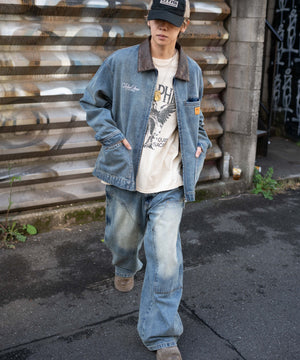 デニム中濃加工 モデル：175cm L着用