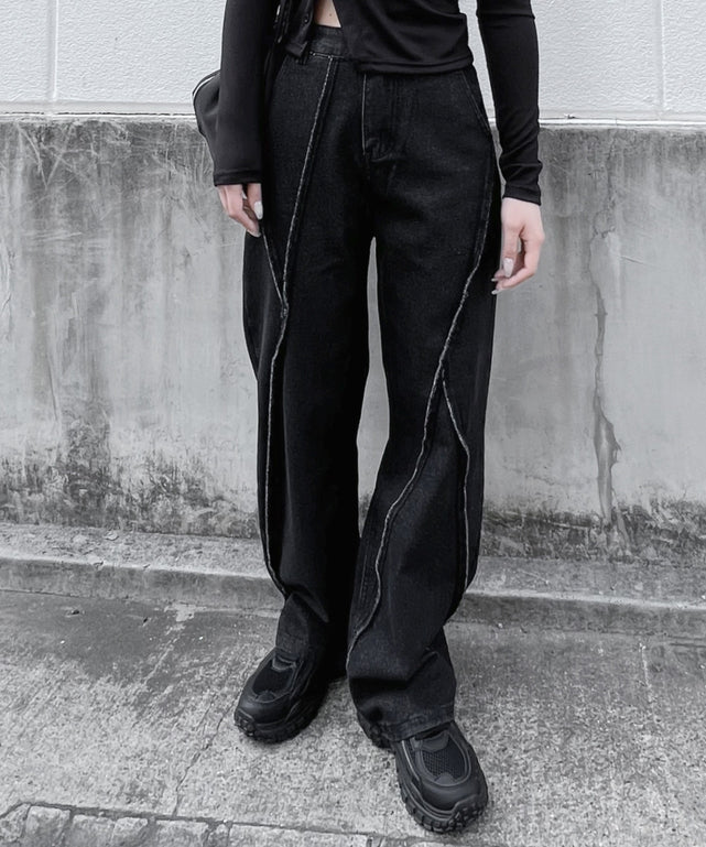 58cm裾幅デニムパンツ ブラック