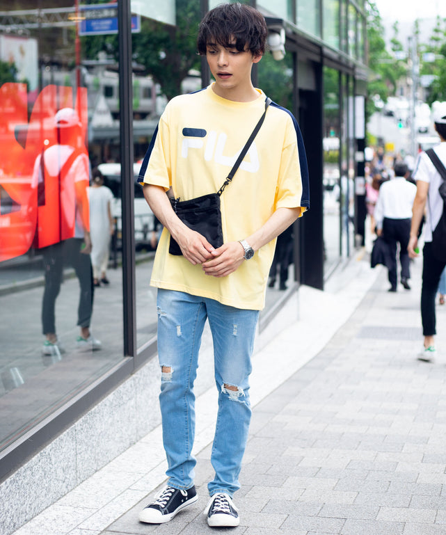 別注FILAパイピング切替Tシャツ(S)