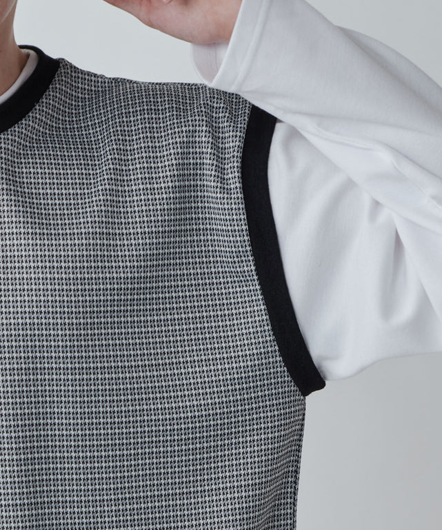 レイヤードジャガードベストロンT