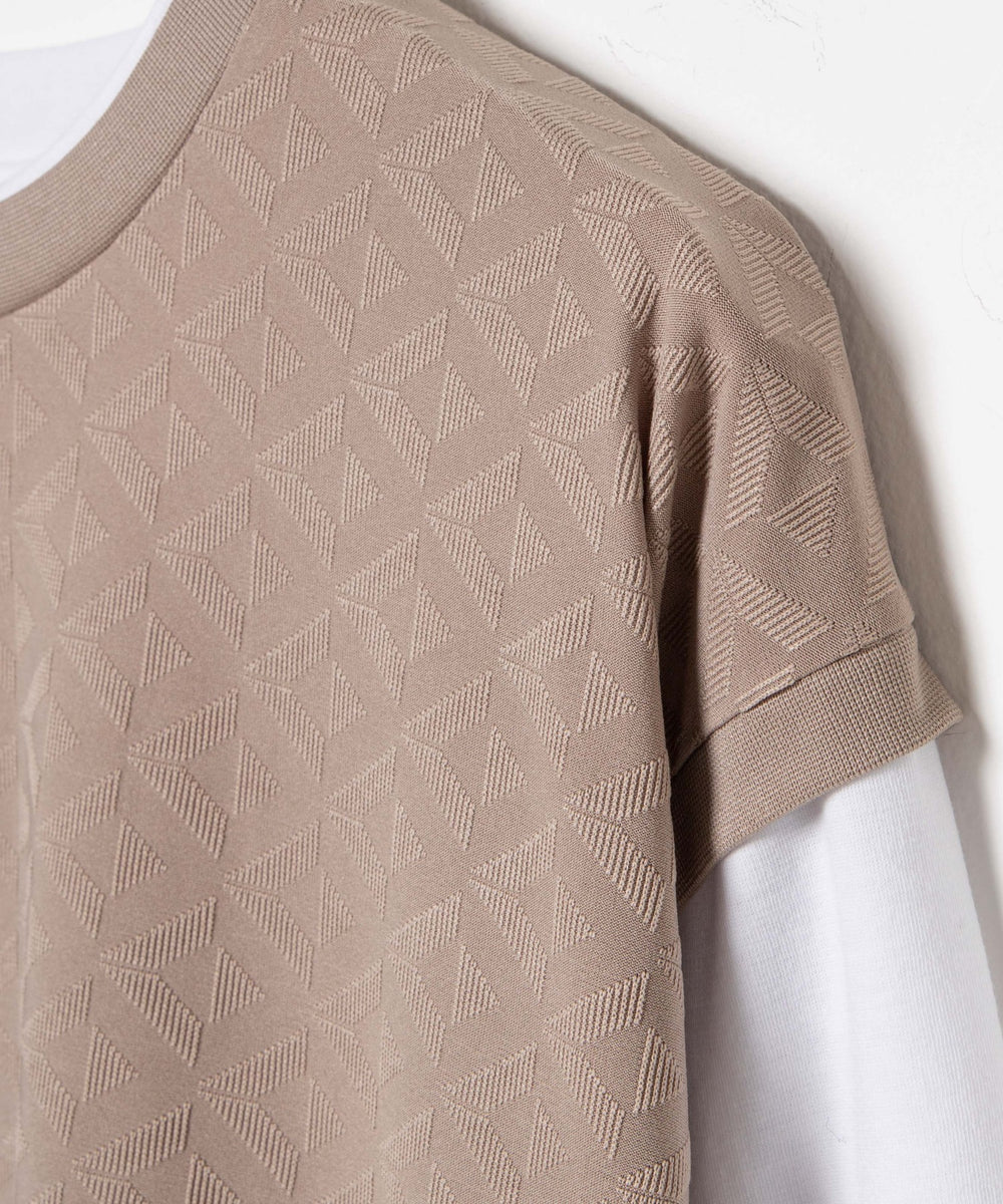 レイヤードジャガードベストロンT