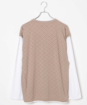 レイヤードジャガードベストロンT