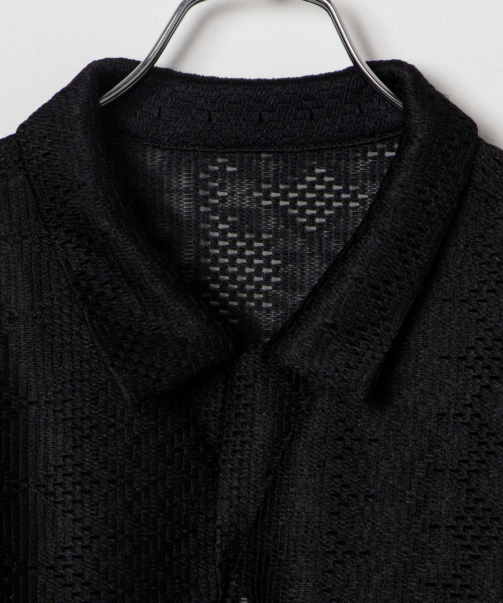 メッシュオープンカラーBIGシャツ