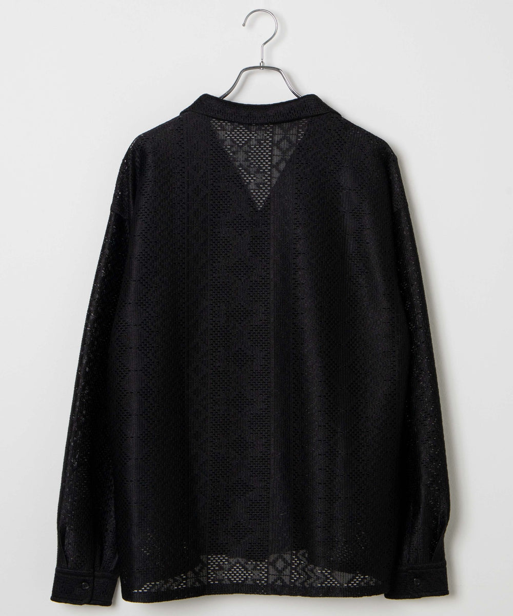 メッシュオープンカラーBIGシャツ