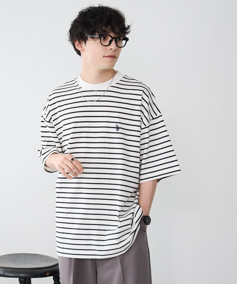 ホワイト系ボーダー モデル：175cm L着用