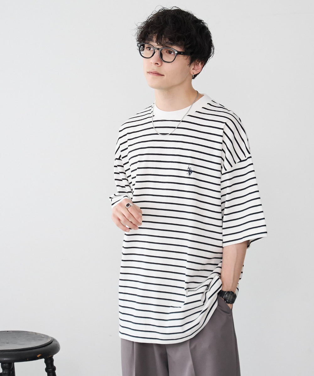 ホワイト系ボーダー モデル：175cm L着用