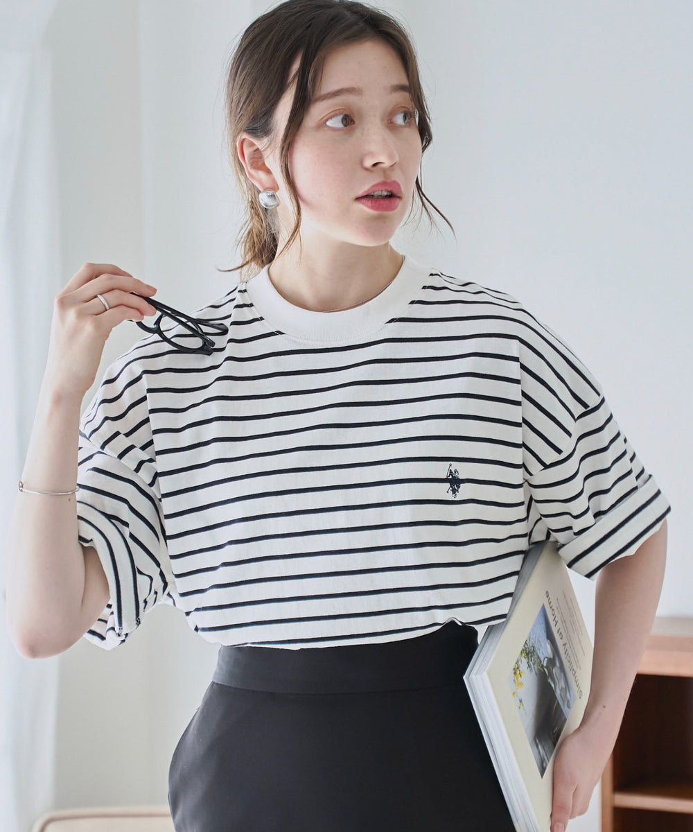 ホワイト系ボーダー モデル：162cm M着用