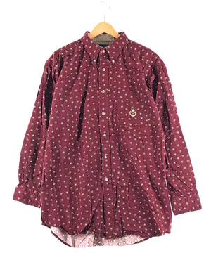 IVY CREW 柄シャツ ボタンダウン ワンポイント ロゴ 刺繍