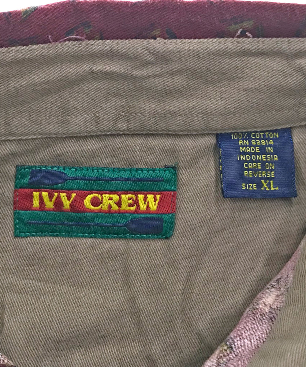 IVY CREW 柄シャツ ボタンダウン ワンポイント ロゴ 刺繍