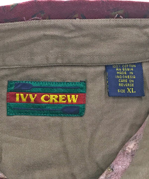 IVY CREW 柄シャツ ボタンダウン ワンポイント ロゴ 刺繍