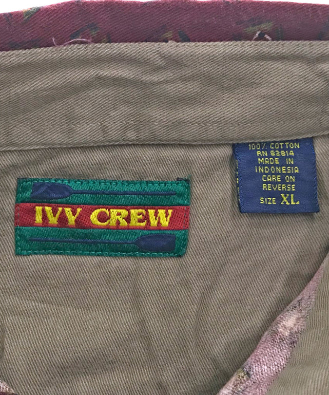 IVY CREW 柄シャツ ボタンダウン ワンポイント ロゴ 刺繍