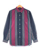 COLISEUM ストライプシャツ ボタンダウン ワンポイント 刺繍