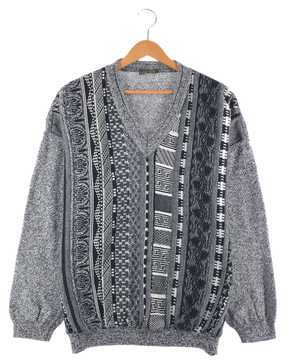 CONTE MASSIMO Vネック 総柄ニット