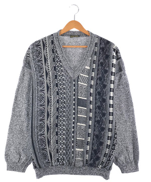 CONTE MASSIMO Vネック 総柄ニット